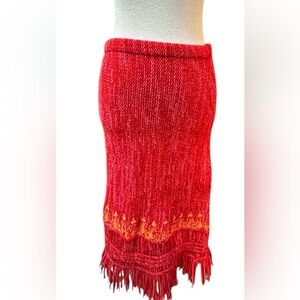 Boho Red Knit Skirt